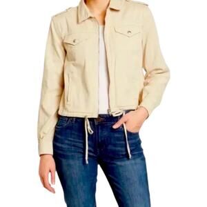 Blank NYC Cropped Canvas Utility Jacket size XL Beige